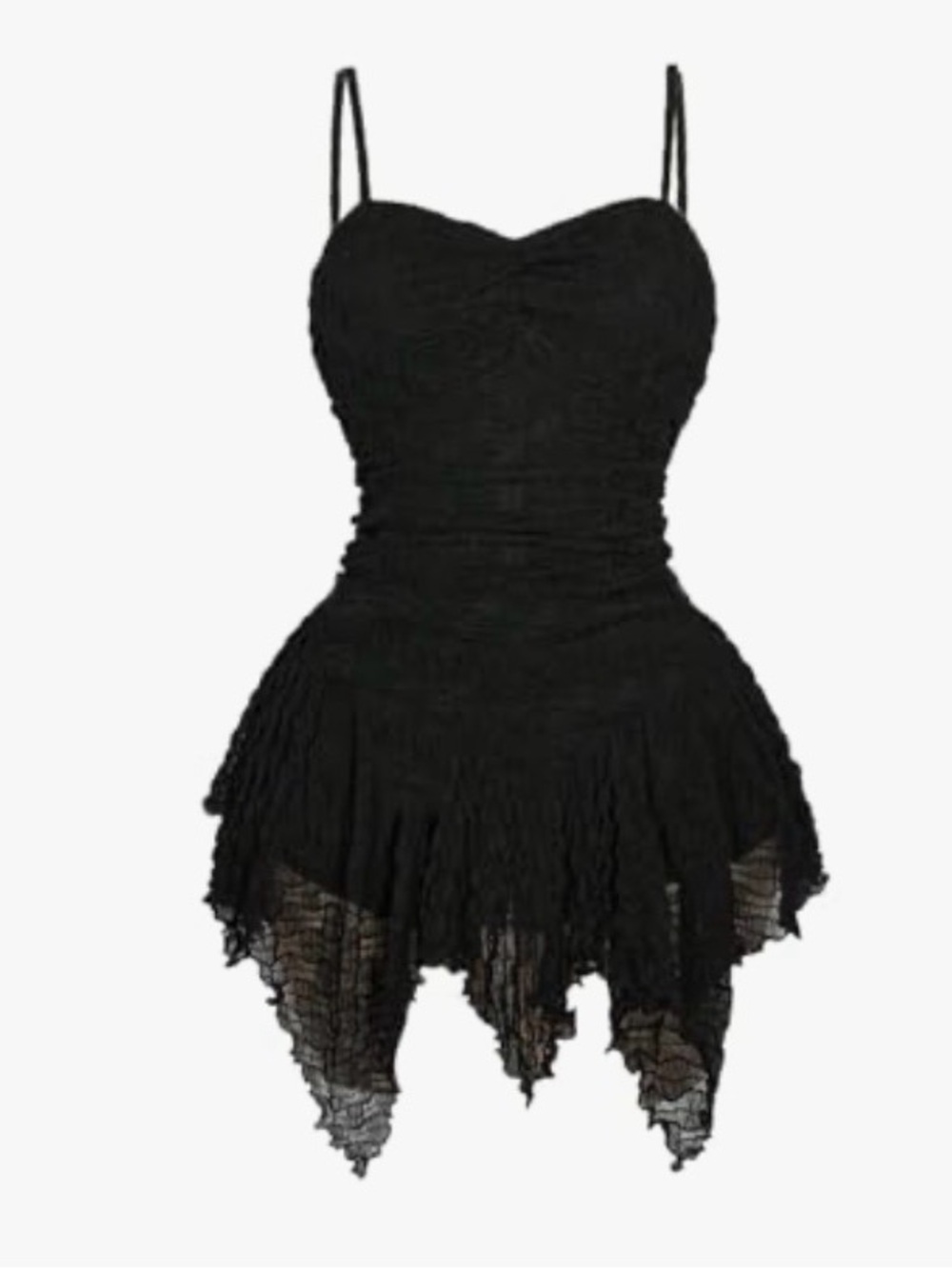 BEAUDRM Plus Size 3X Black Gothic Ruched Handkerchief Mini Dress NWT ITEM2702